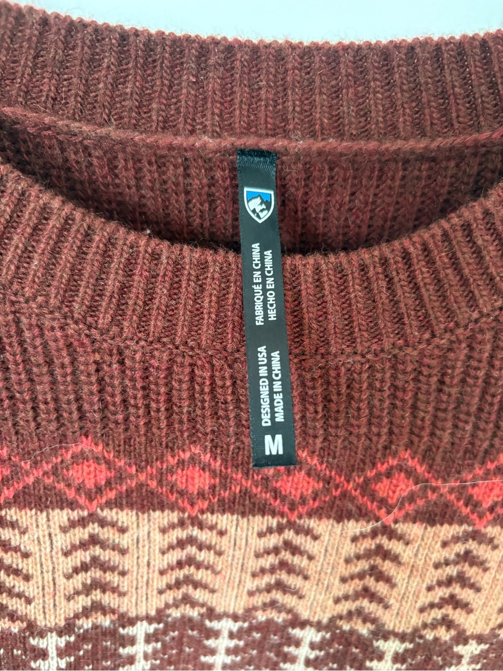 KÜHL Nordik Merino Wool Blend Fair Isle Sweater Brown Multi Size M - Picture 6 of 10